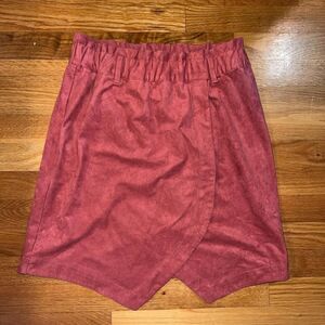 NWOT Anthropologie Suede Asymmetrical Burnt Pink Skirt